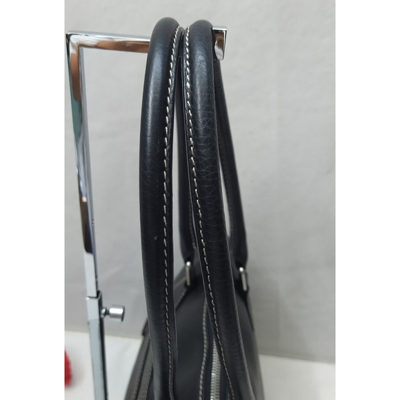 Dooney & Bourke Black Pebbled Leather Double Handles Zipper Satchel Shoulder Bag - Picture 7 of 16